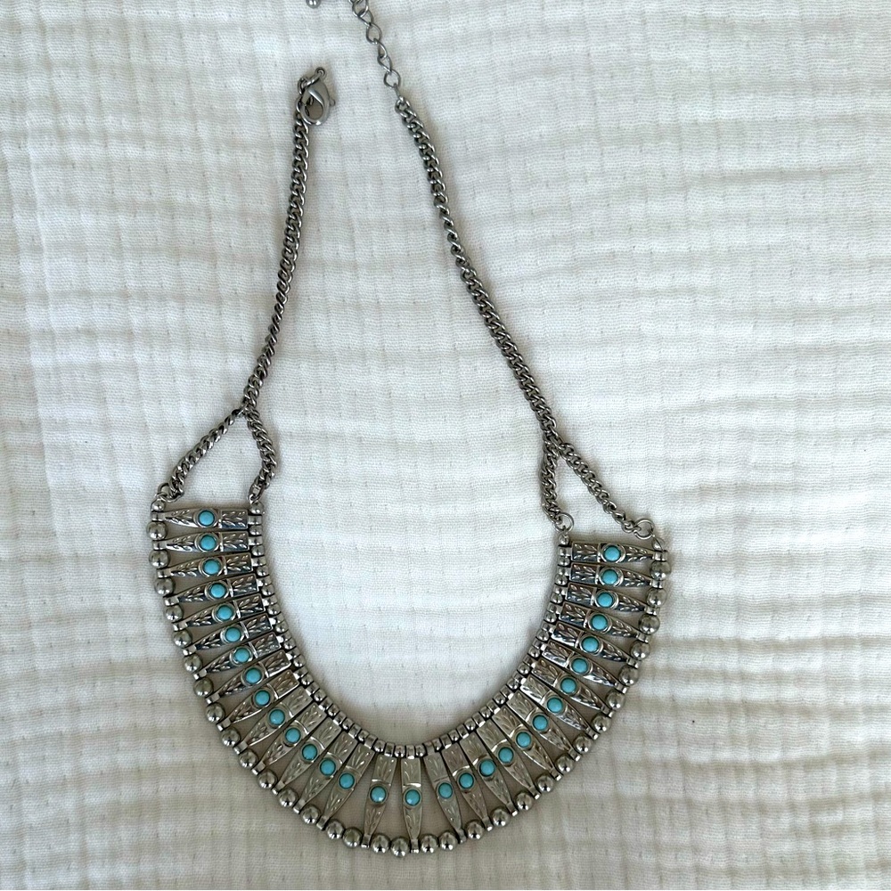 Lucky Brand silver and turquoise necklace